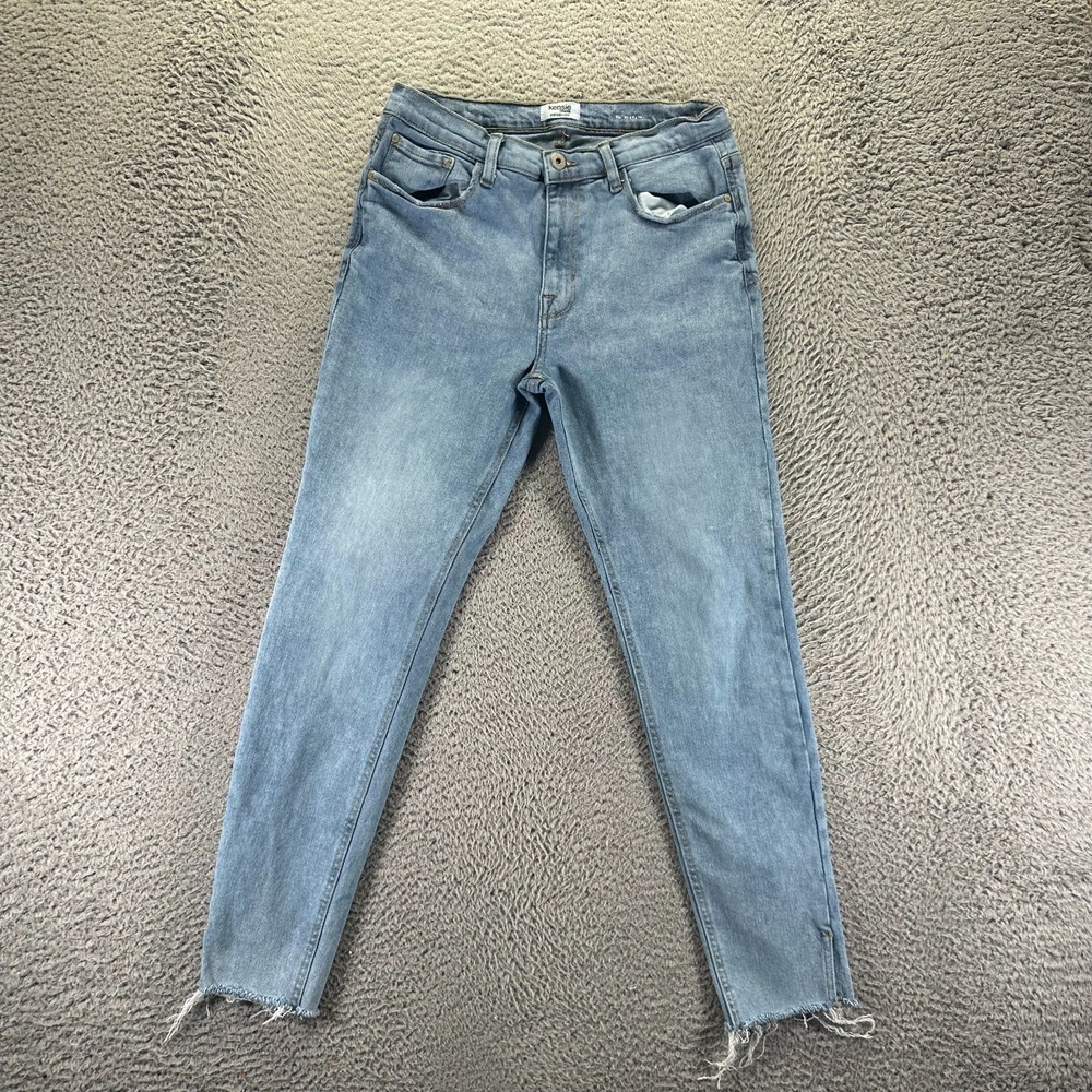 Kensie Vintage Luxe Jeans Women's 8 Blue Cotton‎ Denim Skinny Raw Hem Stretch